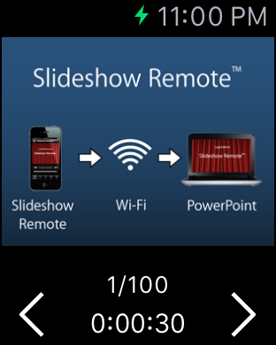Slideshow Remote's main screen on Apple Watch