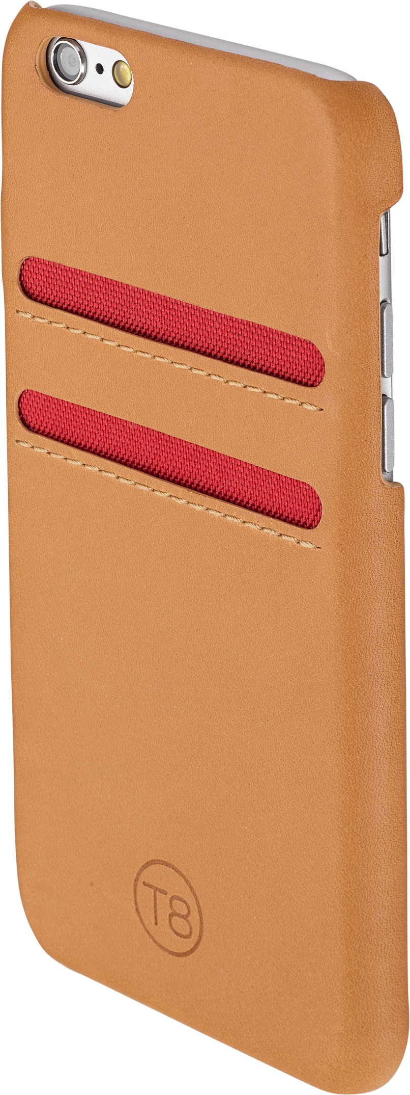 T8 Salt iPhone 6 wallet case in tan leather and red trim