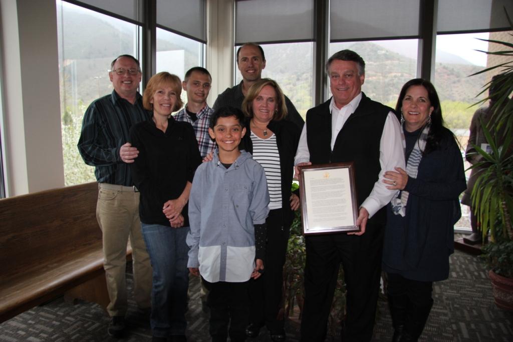 The Bosco family received the Hank Bosco Day proclamation as well as a congratulatory letter from US Senator Michael Bennet and a Congressional Tribute prepared by Congressman Scott Tipton.