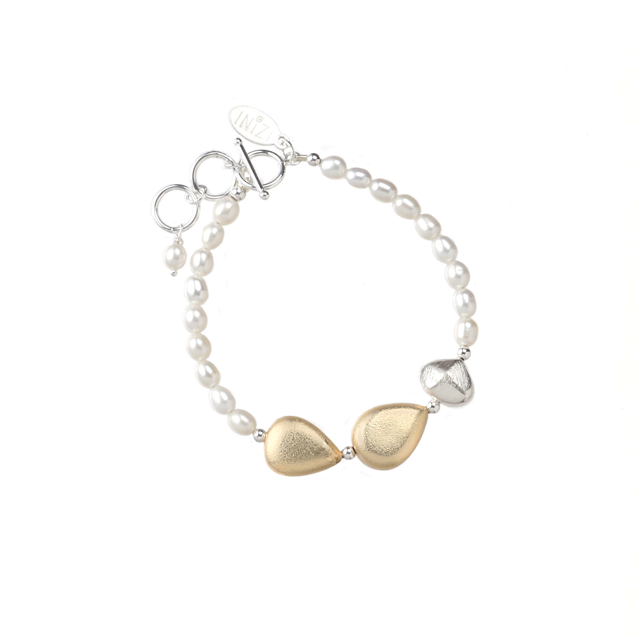 Pearls with Vermeil and Sterling Silver Silk Knotted Bracelet