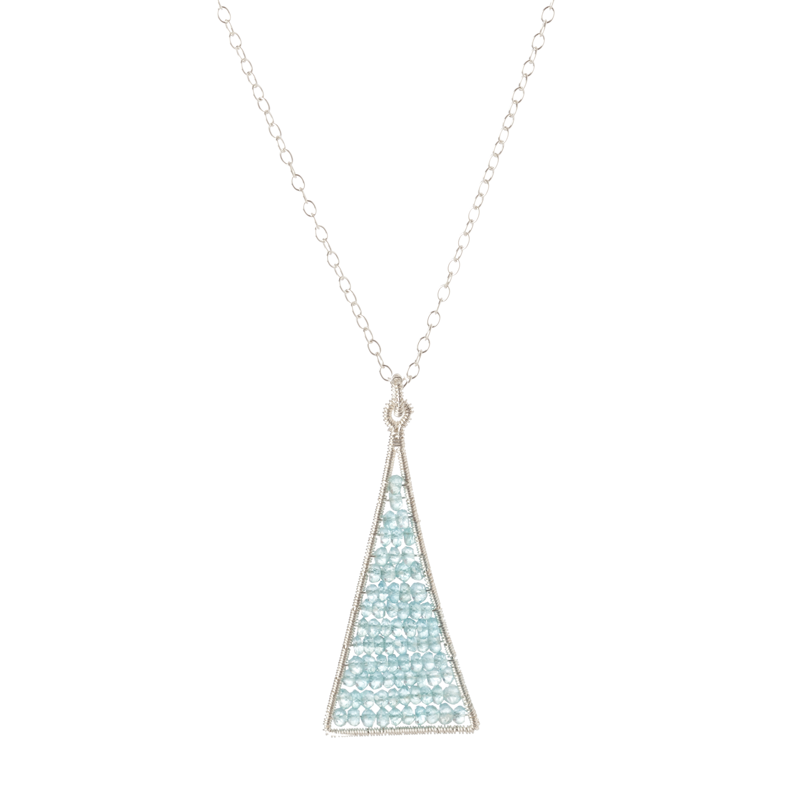 Apatite Triangle Pendant Sterling Silver Necklace