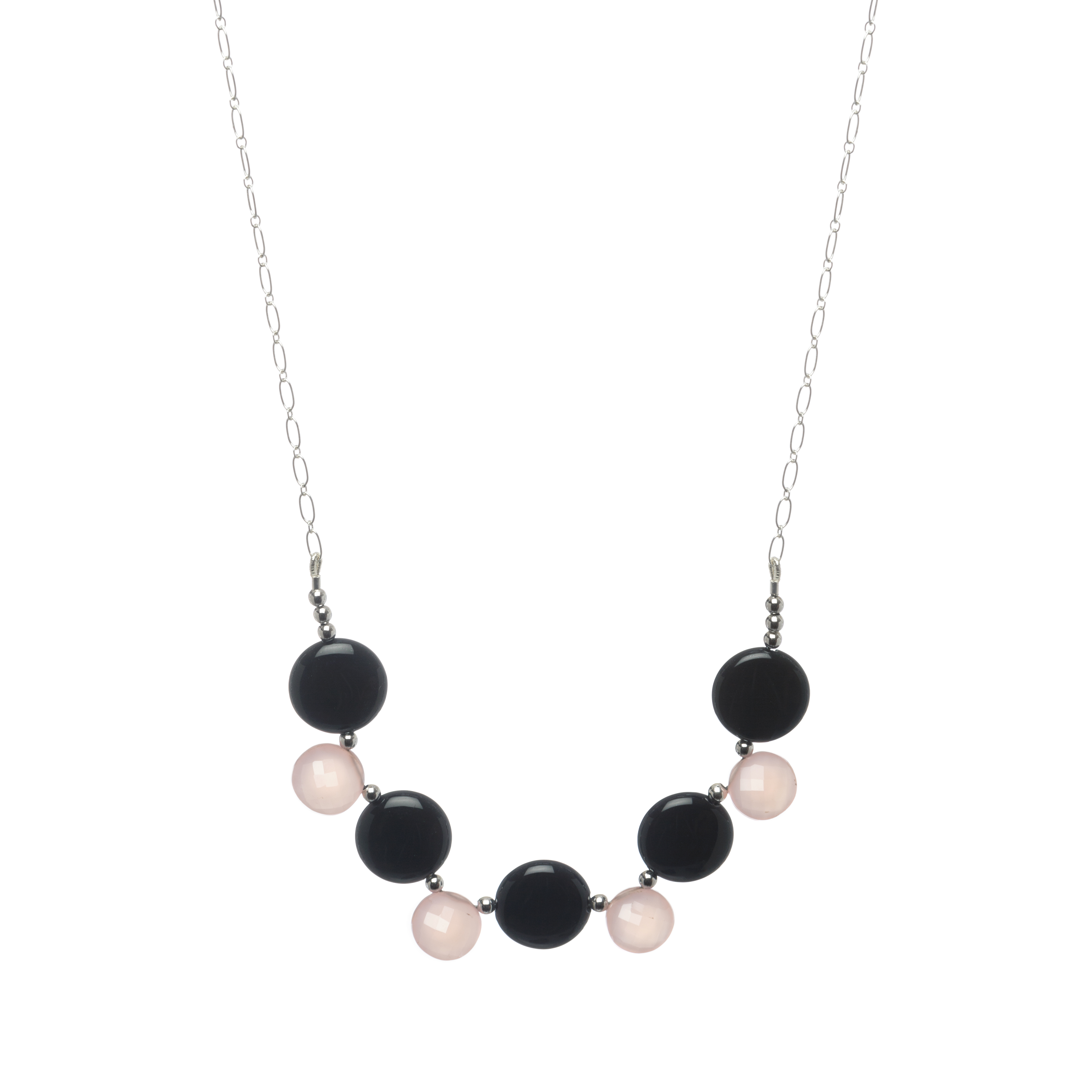 Chalcedony and Onyx Sterling Silver Necklace