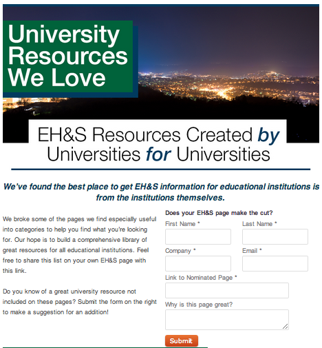 Home page for the new EHS University resource library