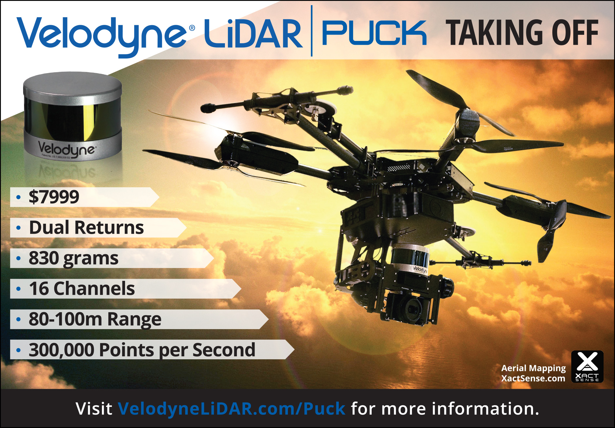 XactSense: Lightweight UAV system with VLP-16 for airborne 3D LiDAR measurements