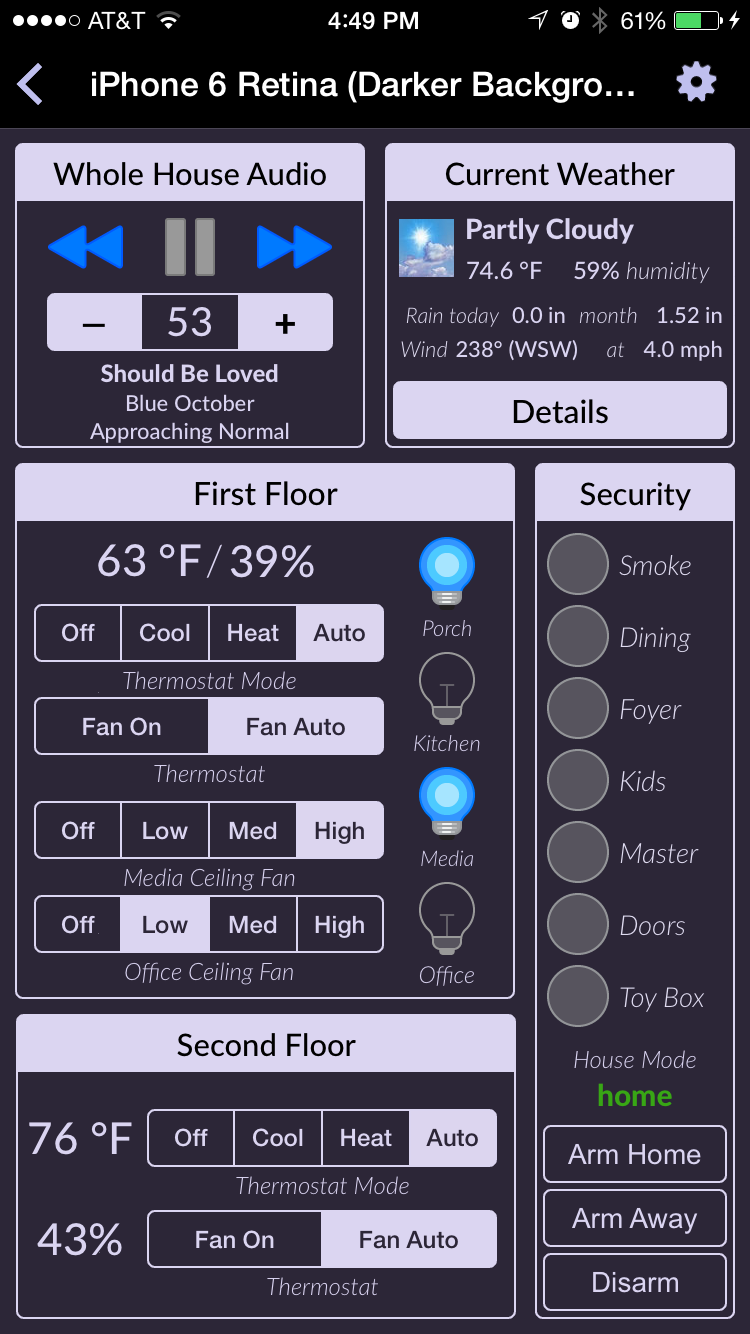 Indigo Touch Control Page