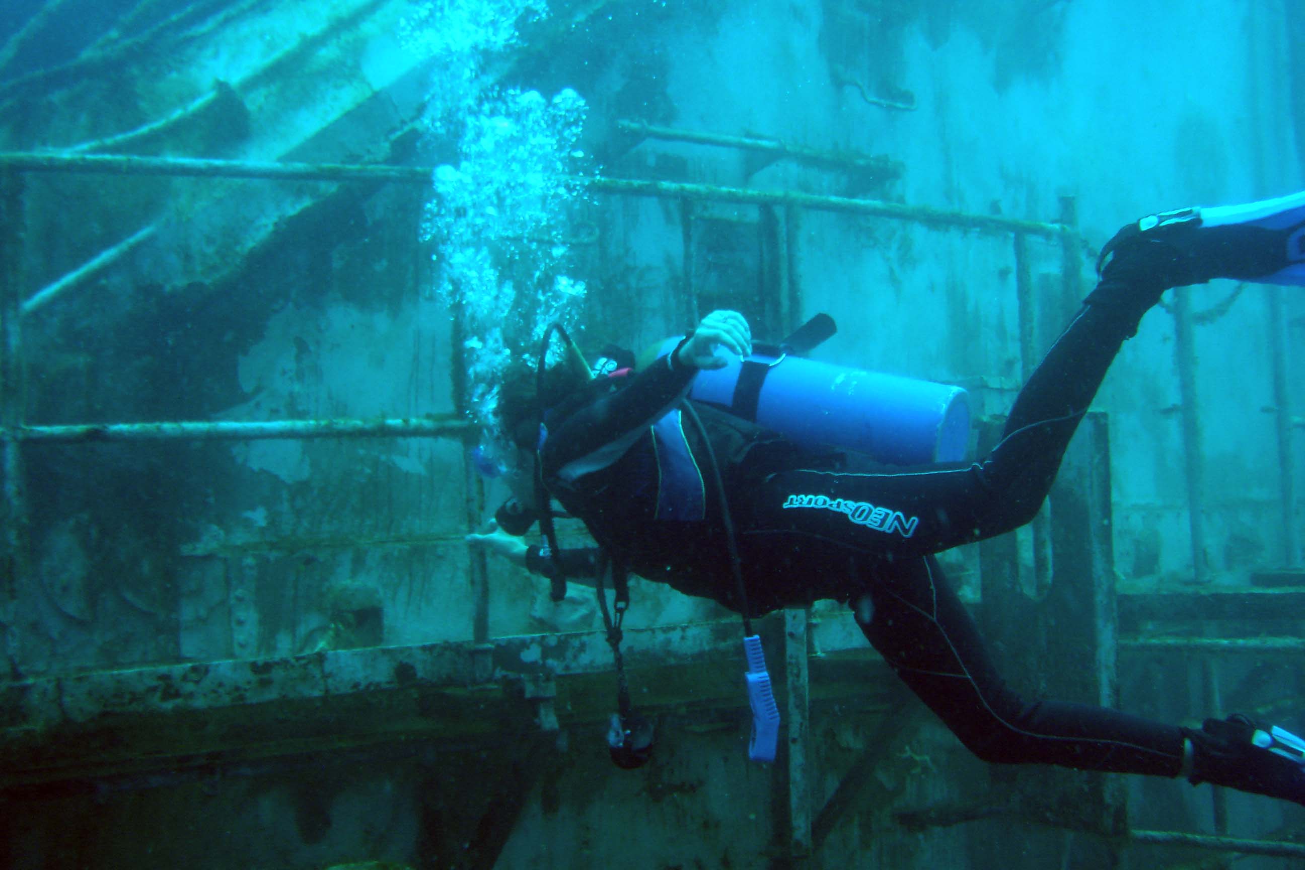 Scuba diving the USS Oriskany.