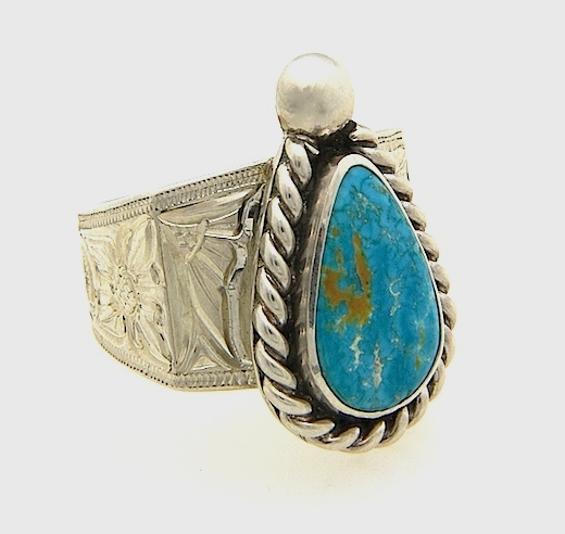 Sterling Silver And Roystom Turquoise Ring by Shane Hendren