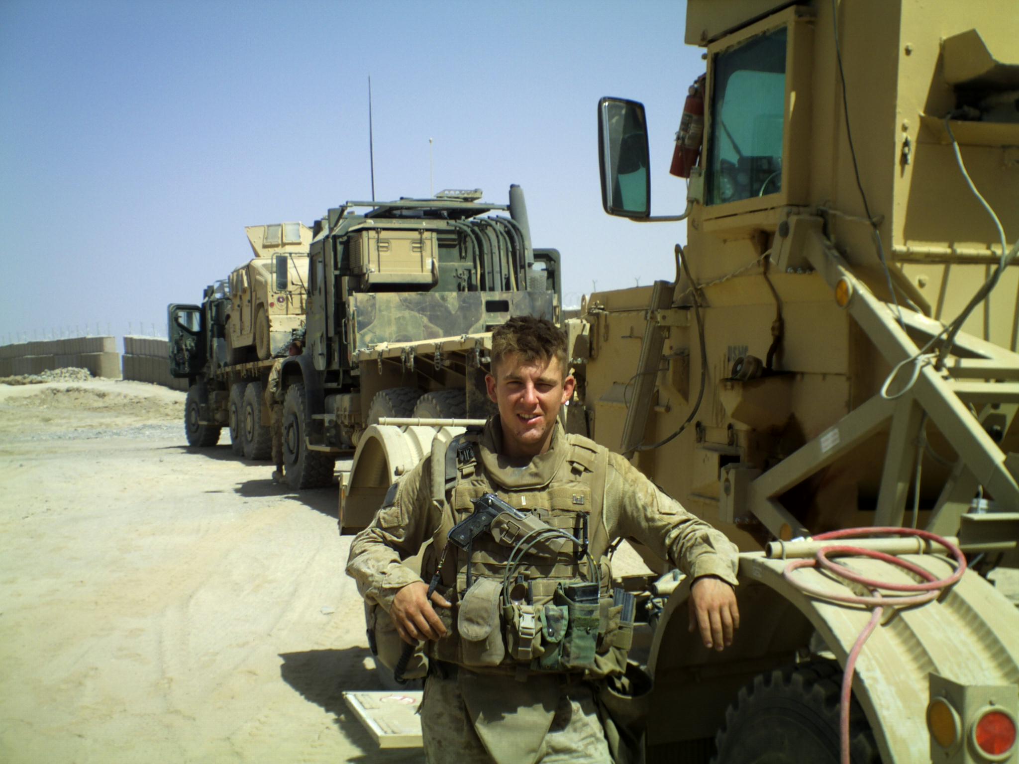 Marine Corps Captain Patrick Caffrey in Afghanistan while on duty in 2008.