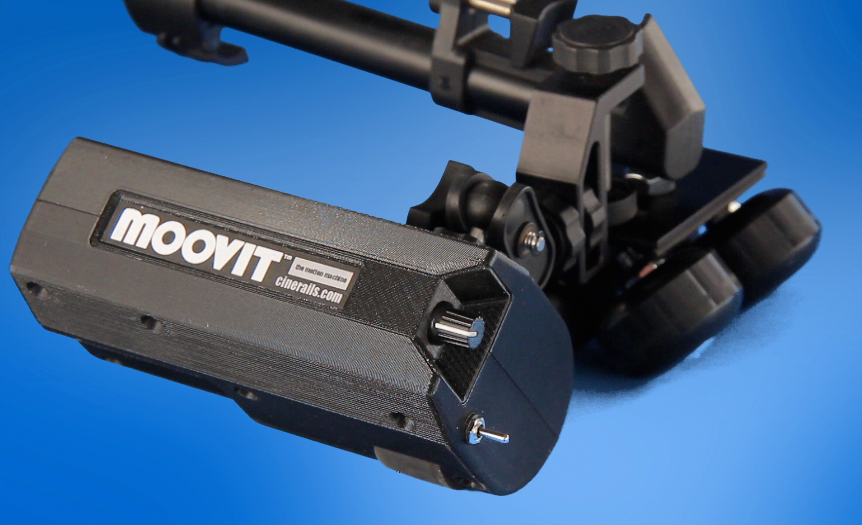 MOOVIT™ Motion Drive Unit:  Attached to a Cinerails Camera Dolly for Variable Speed  Movement.