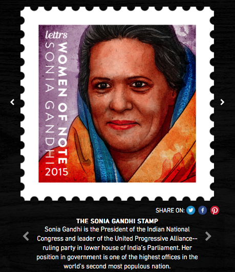 Sonia Ghandi SocialStamp, 2015 Woman of Note