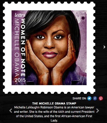 First Lady Michelle Obama Recognized as lettrs SocialStamp