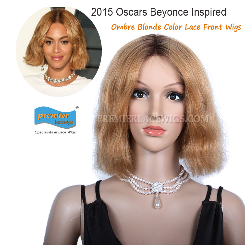 Premierlacewigs.com 2015 Oscars Beyonce New Bob Inspired Ombre Blonde Color Lace Front Wigs