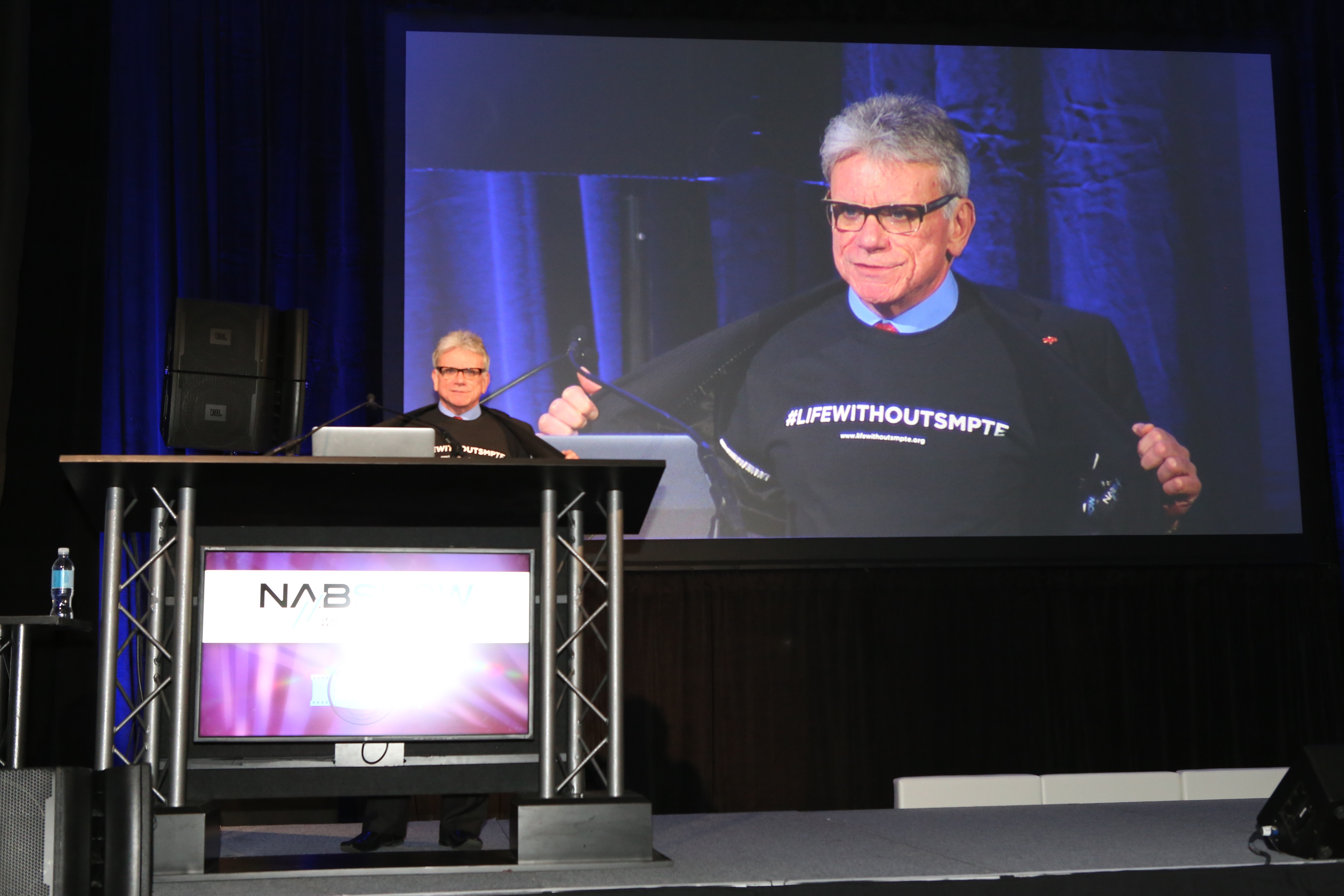 SMPTE Education Vice President, Pat Griffis Announces #LIFEWITHOUTSMPTE Public Awareness Campaign (Photo Credit: Robb Cohen Photography, Courtesy of NAB)