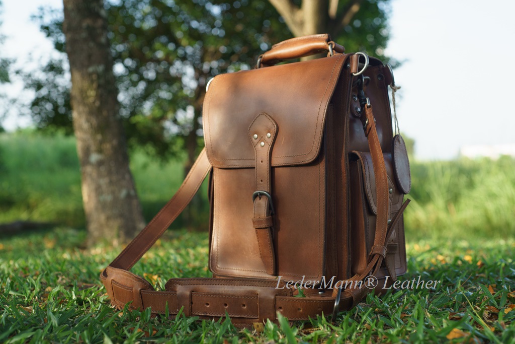Rugged Leather Backpack Bag