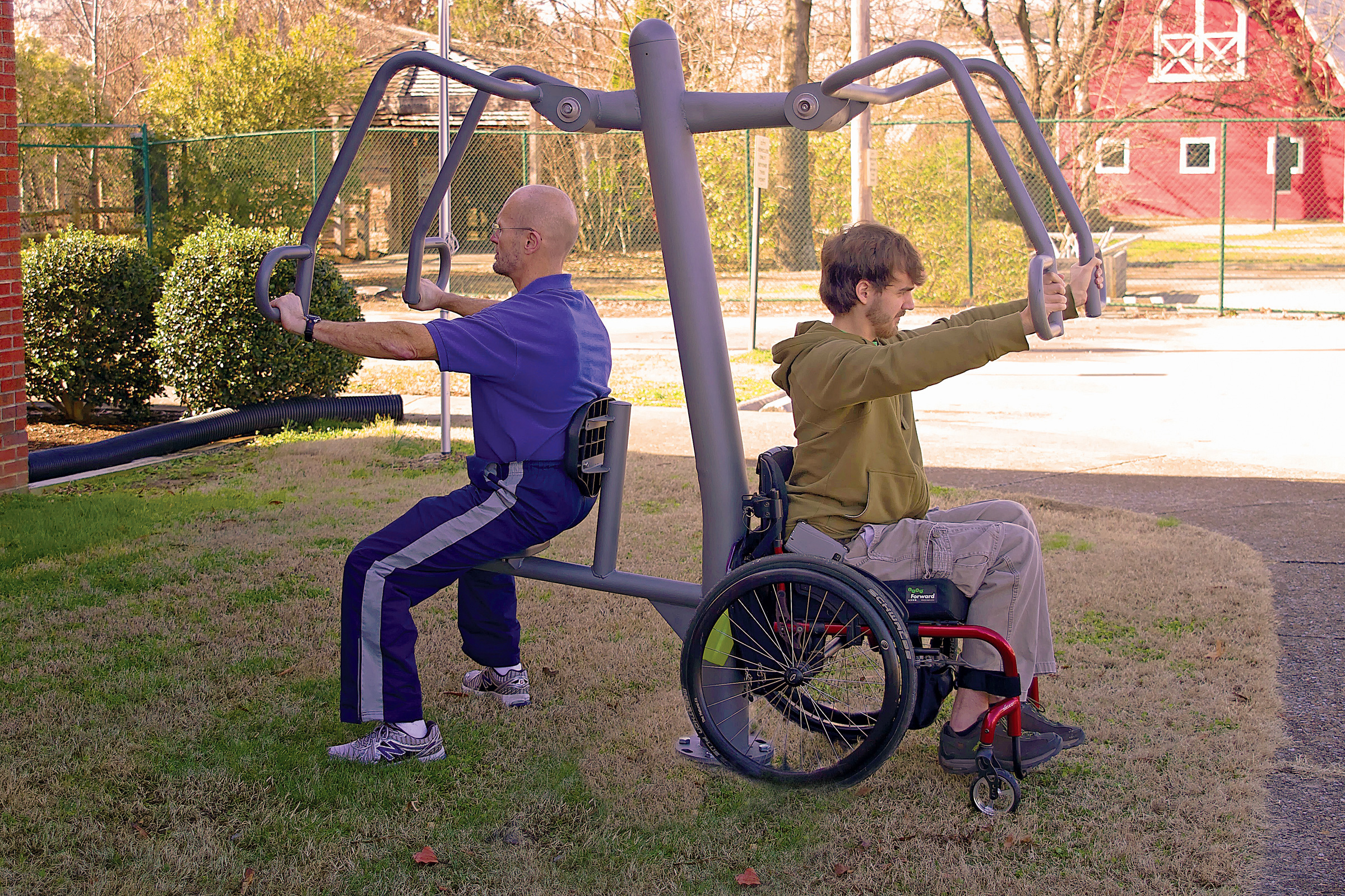 Accessible products like the GTfit Chest Press create outdoor fitness opportunities for adults of all abilities and fitness levels.