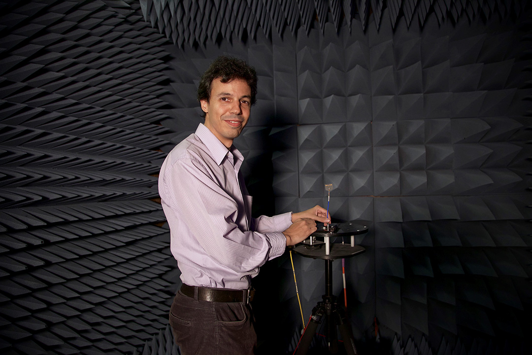 Dimitris Anagnostou, Ph.D., in his laboratory at the South Dakota School of Mines & Technology in Rapid City, S.D.