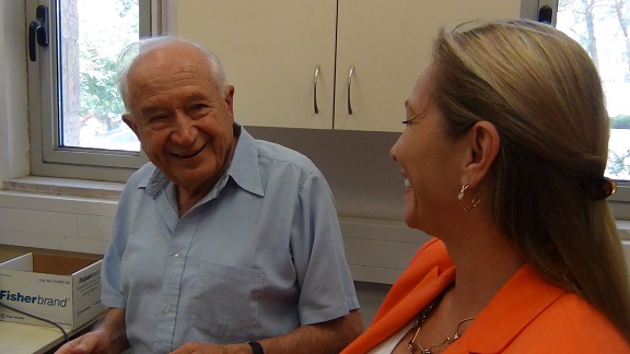 The most respected research scientist in the world, Dr. Raphael Mechoulum photographed with Cheryl Shuman in Israel at the University of Jerusalam Lab