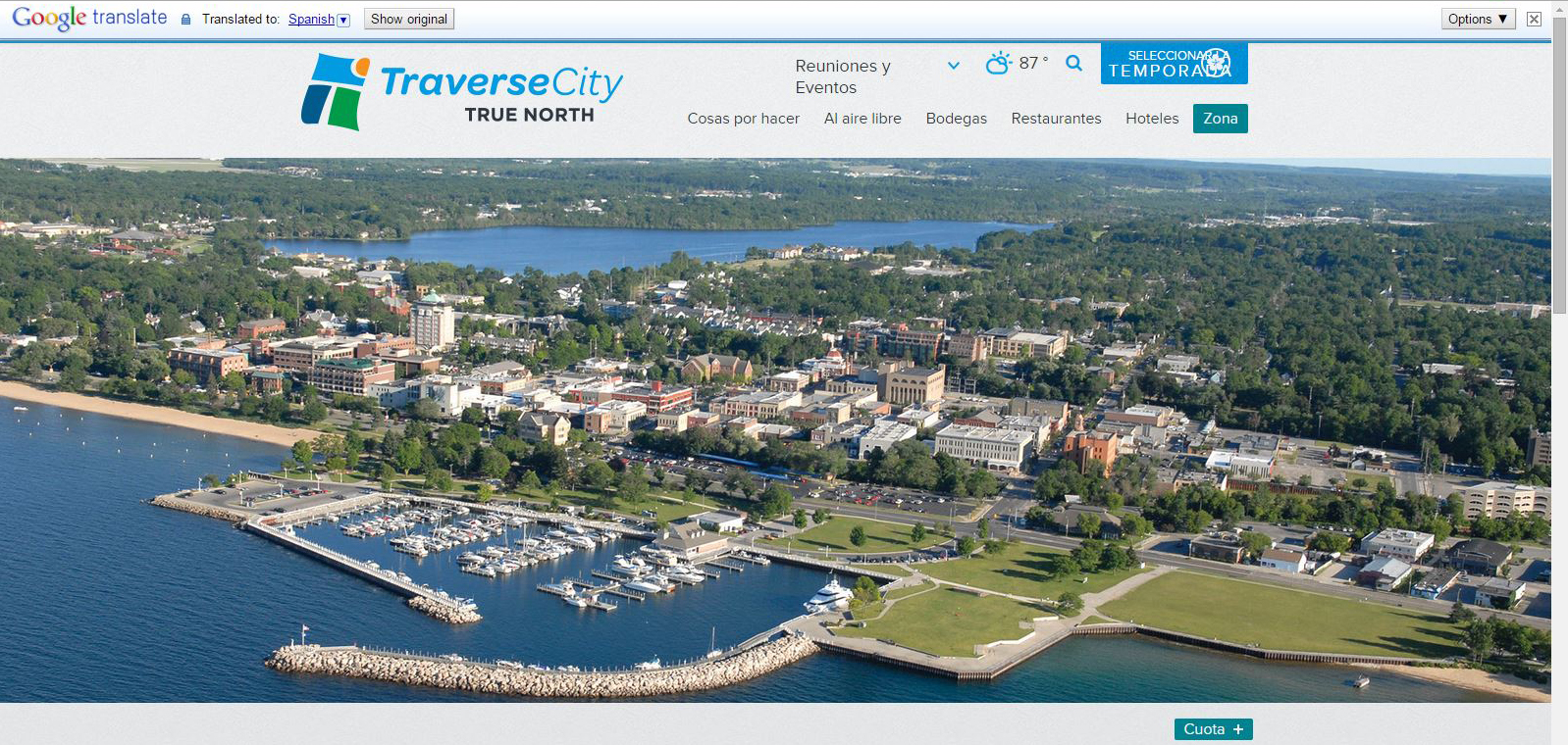 Spanish Language Version of Traverse City's Official Website