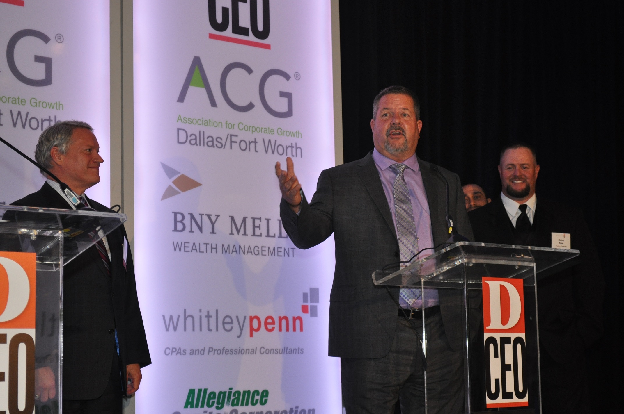 Don Riggs, CEO of Future Telecom accepts the Deal of the Year Award for deals under $50 Million during Dallas ACG M&A Awards