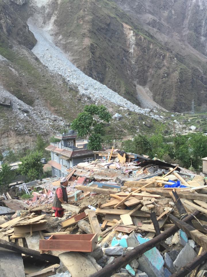 One of the valleys in Nepal showing the destruction following the earthquake.