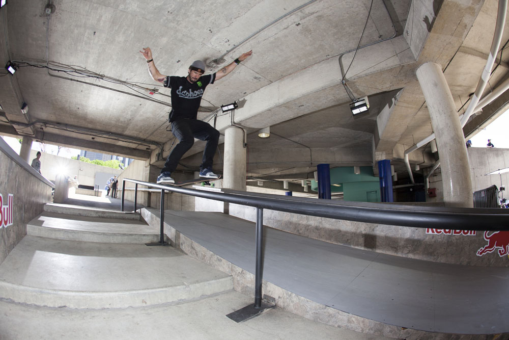 Monster Energy's Chris Cole at the Red Bull Hart Lines Skateboarding event in Detroit, Michigan