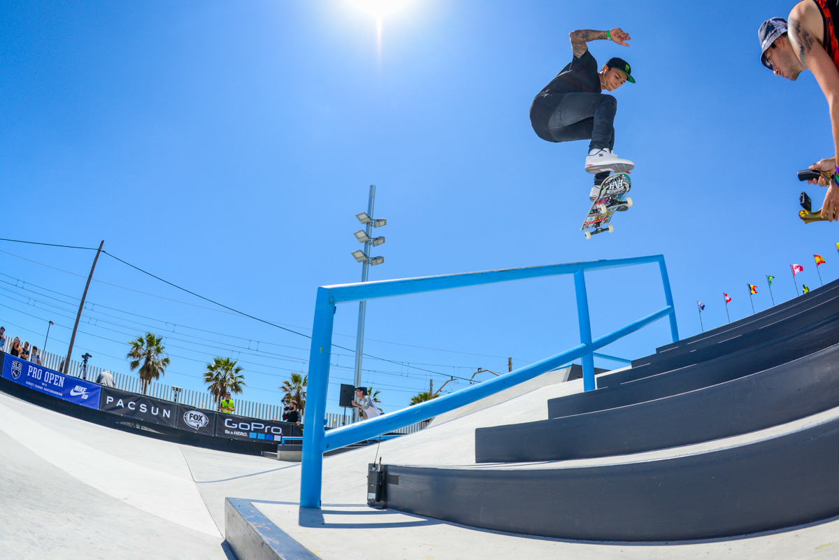 Monster Energy's Nyjah Huston at the SLS Nike SB Pro Open Qualifiers in Barcelona