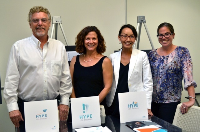 From left: Instructor Dan Hoy, Professor Cate Roman, Mai Lee, HYPE Executive Director, and Rachel Torrey, HYPE Co-Founder & Director of Curriculum and Summer Prep Program