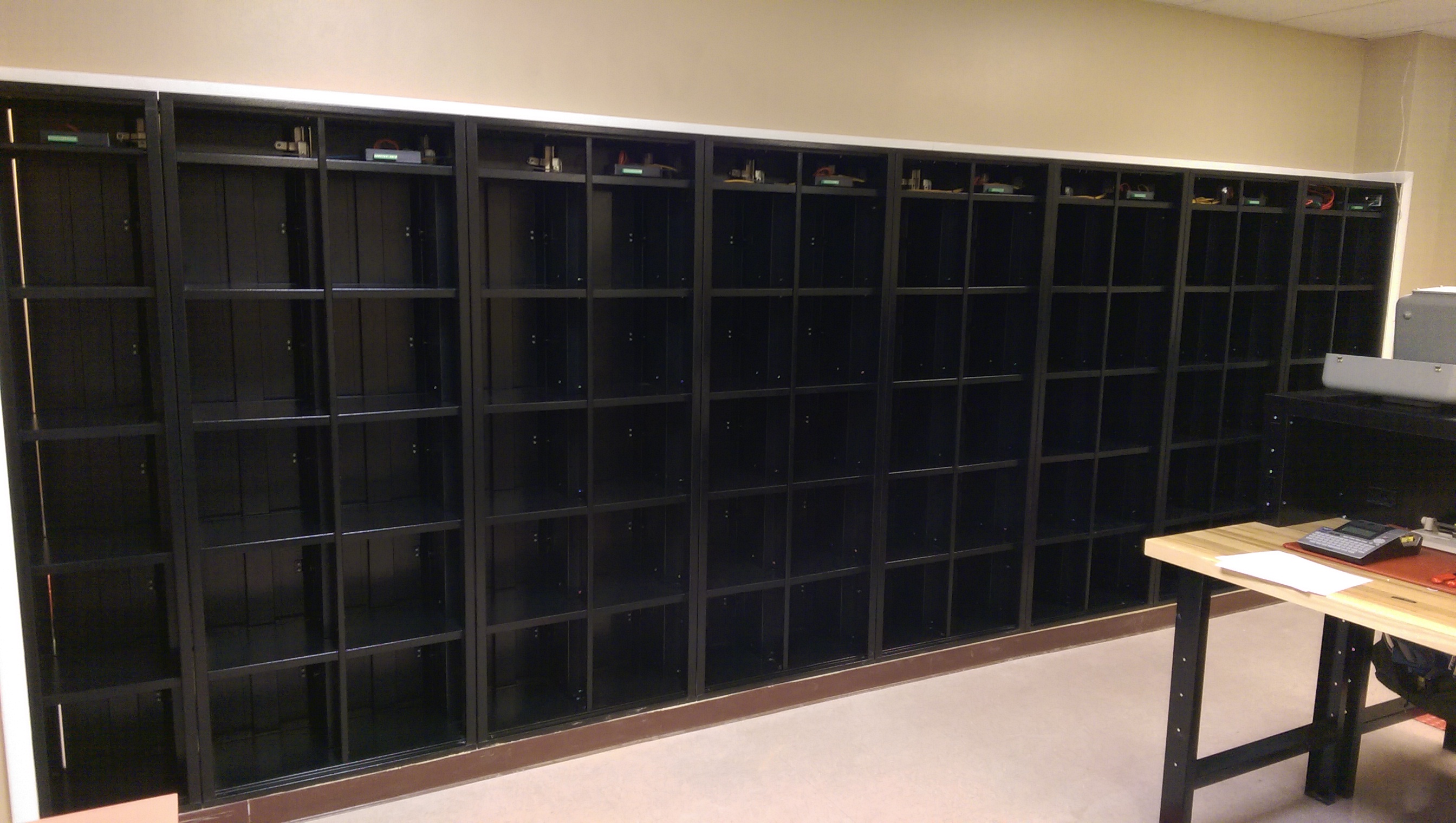 LEID Products Pass-through Electronic Lockers Open into Tech Room for Equipment Recalibration