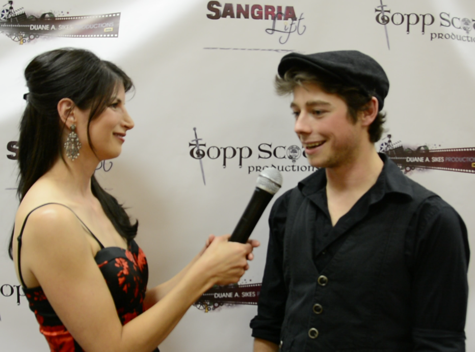 Co-Producer/Actor David Topp being interviewed at the private, red carpet premiere of Sangria Lift.  April 25, 2015