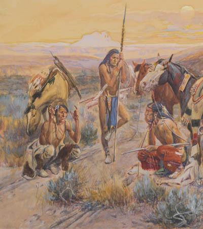 First Wagon Trail, 1908 (detail), Charles M. Russell, Sid Richardson Museum