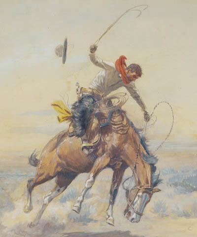 The Bucker, 1904 (detail), Charles M. Russell, Sid Richardson Museum