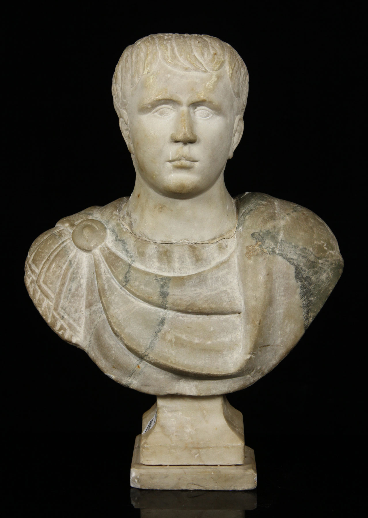 Roman Period White Marble Bust of Caesar