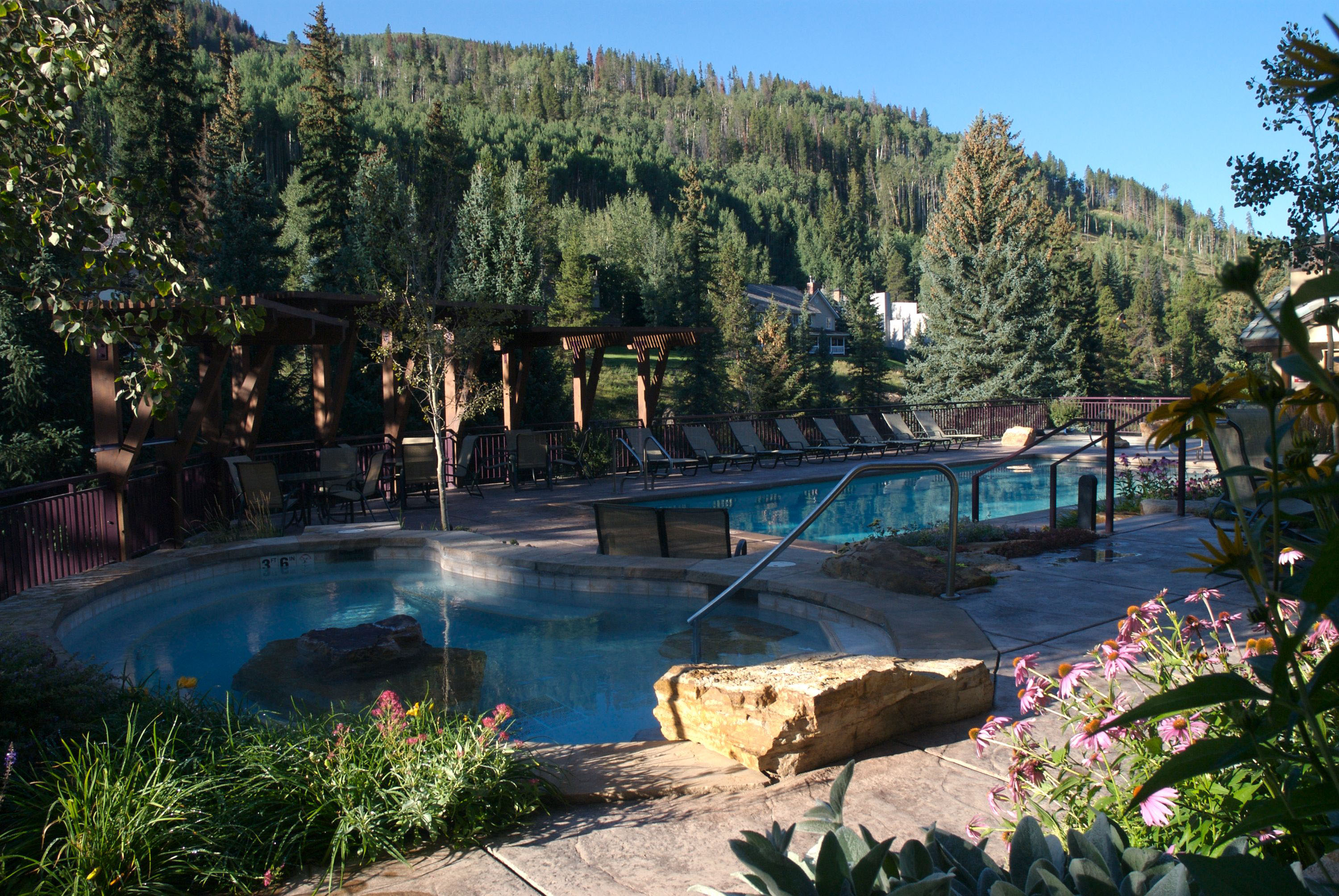 The Antlers “pool with a view” overlooks Vail’s beautiful Gore Creek.