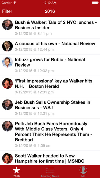 Caucus - 2016 Candidate News Stories