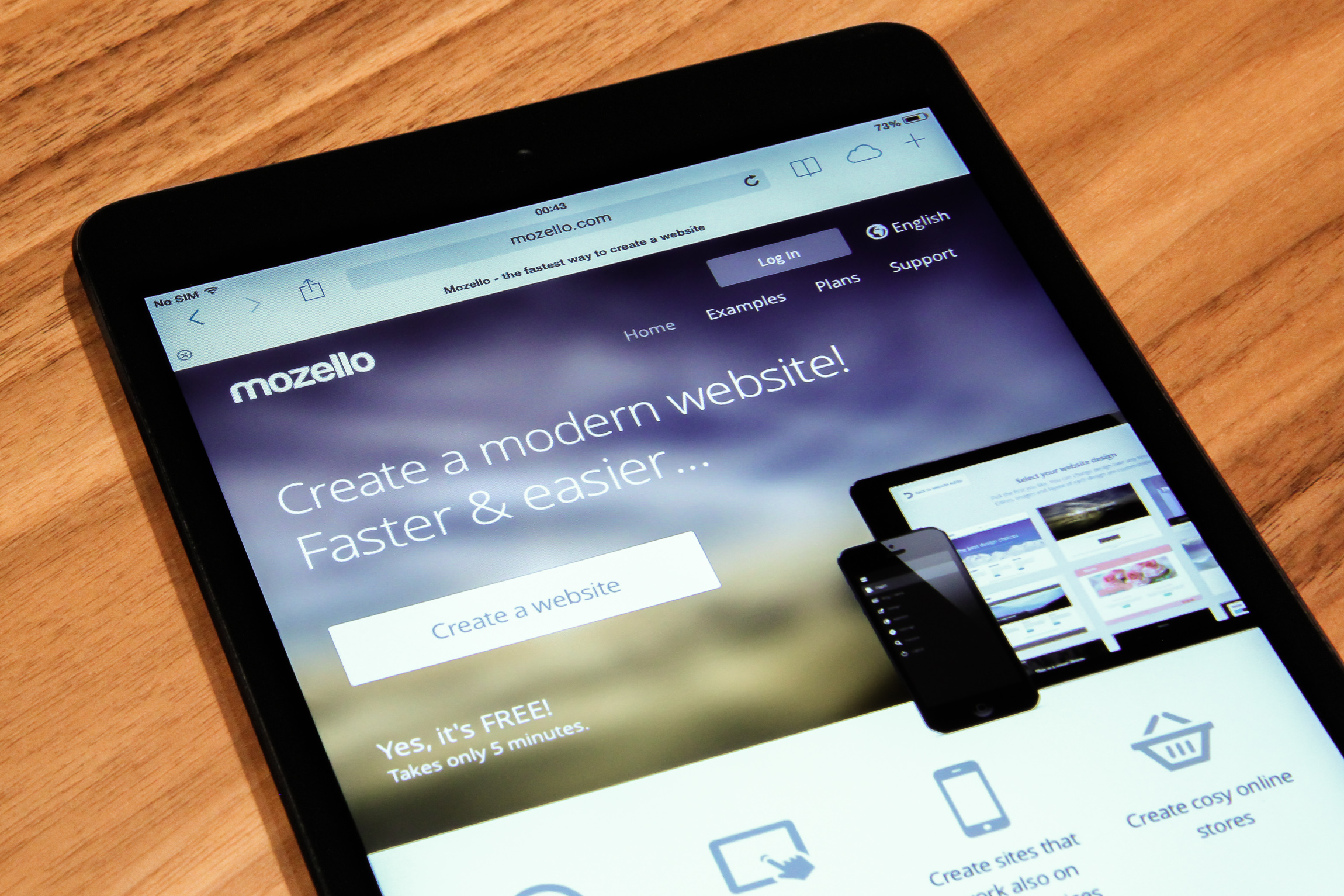 Mozello website on a tablet