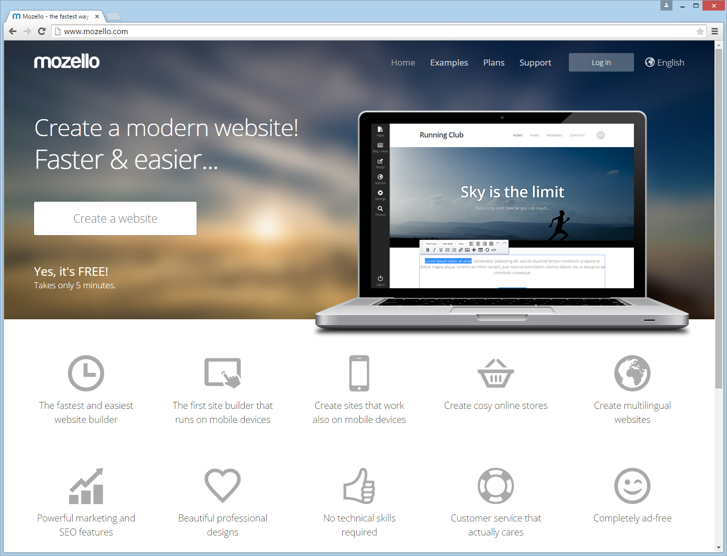 Mozello website screenshot