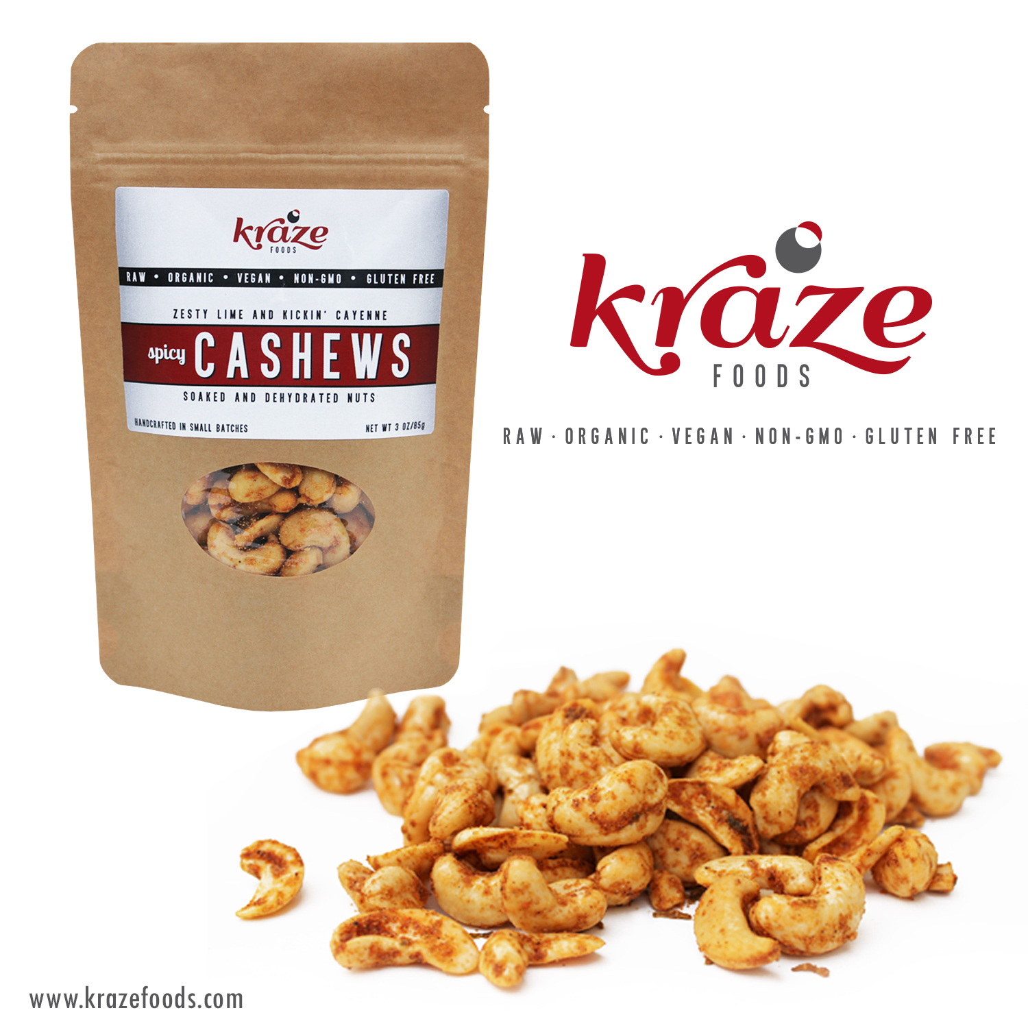Kraze Foods Spicy Cashews bring the heat!