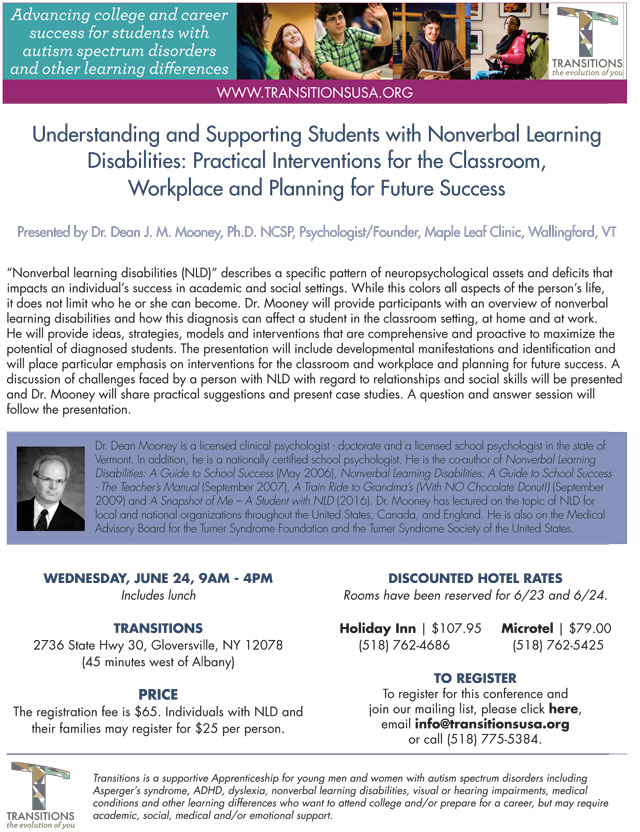 Transitions to host presentation on Nonverbal Learning Disabilities