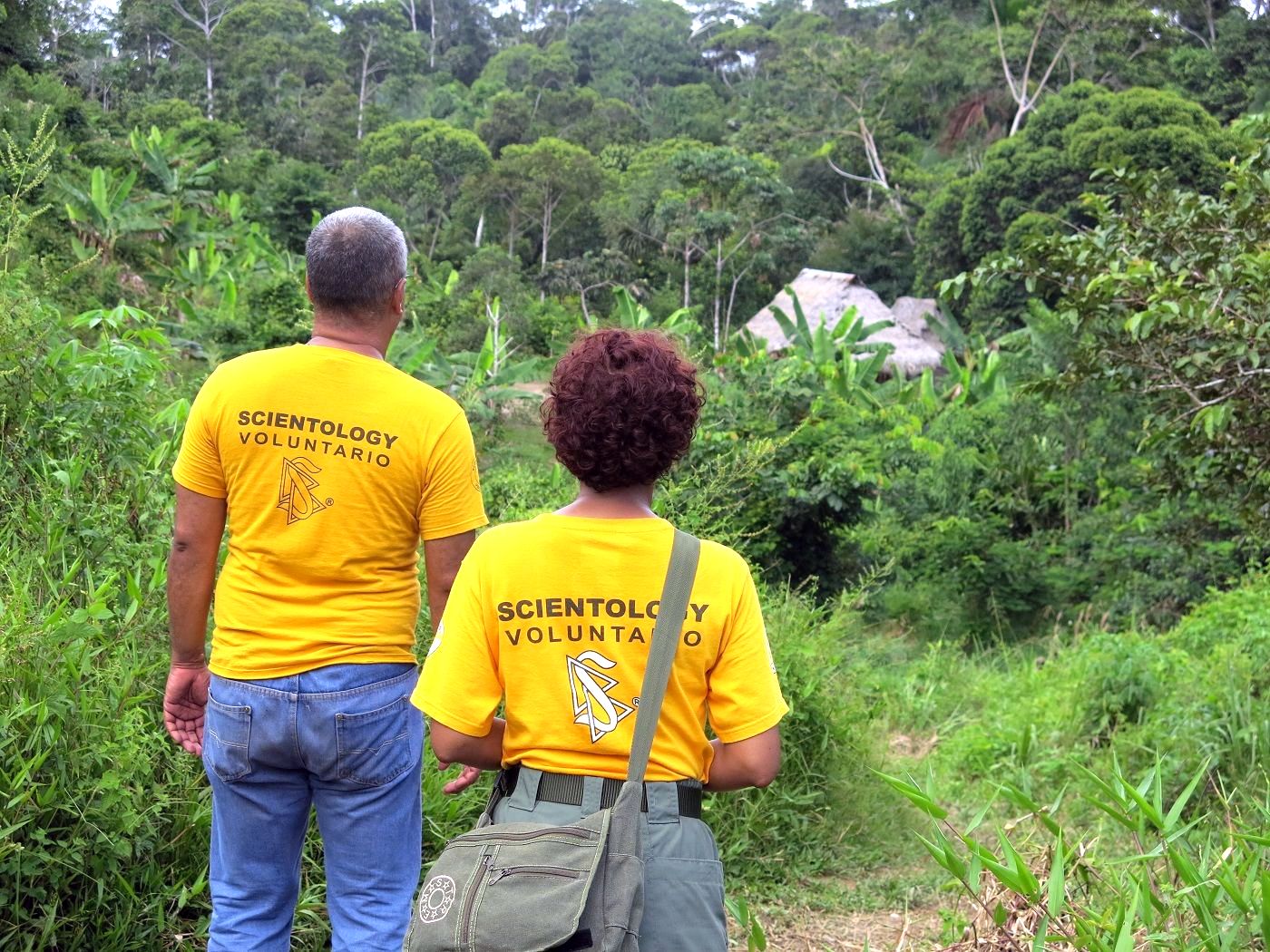 Scientology Volunteer Ministers Goodwill Tour members get their first glimpse of a village along the Amazon in Brazil.