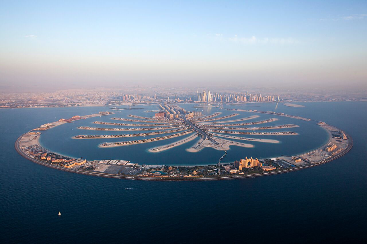 An aerial view of Dubai