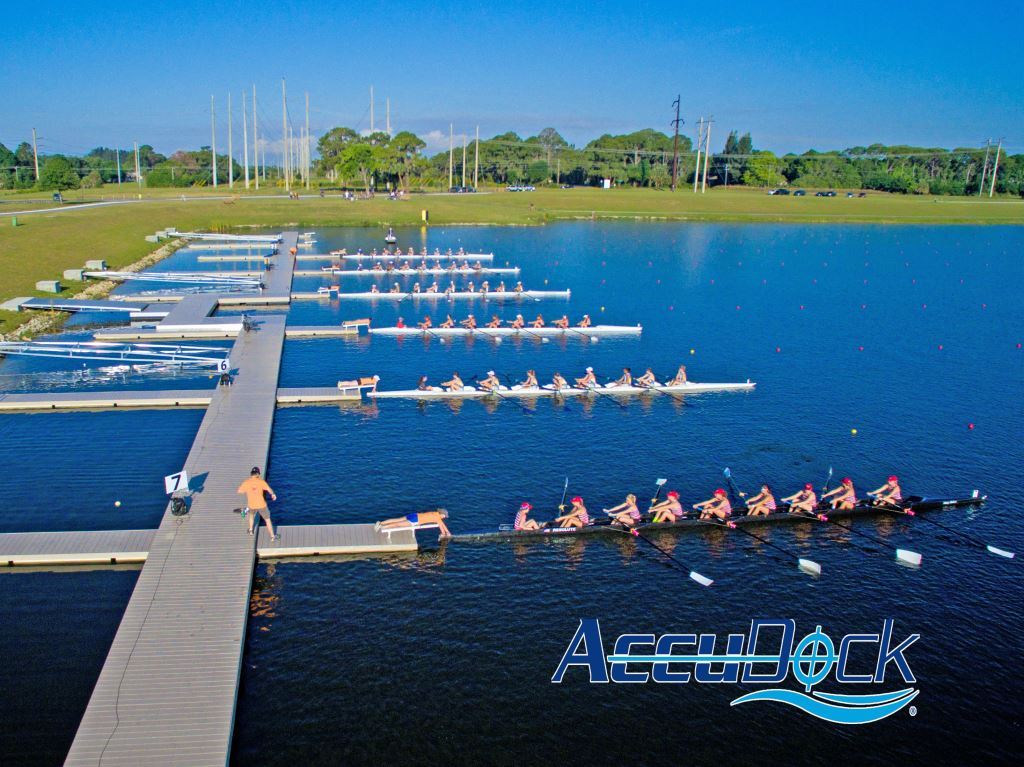 AccuDock 10 lane start dock in use during a recent regatta at Nathan Benderson State Park