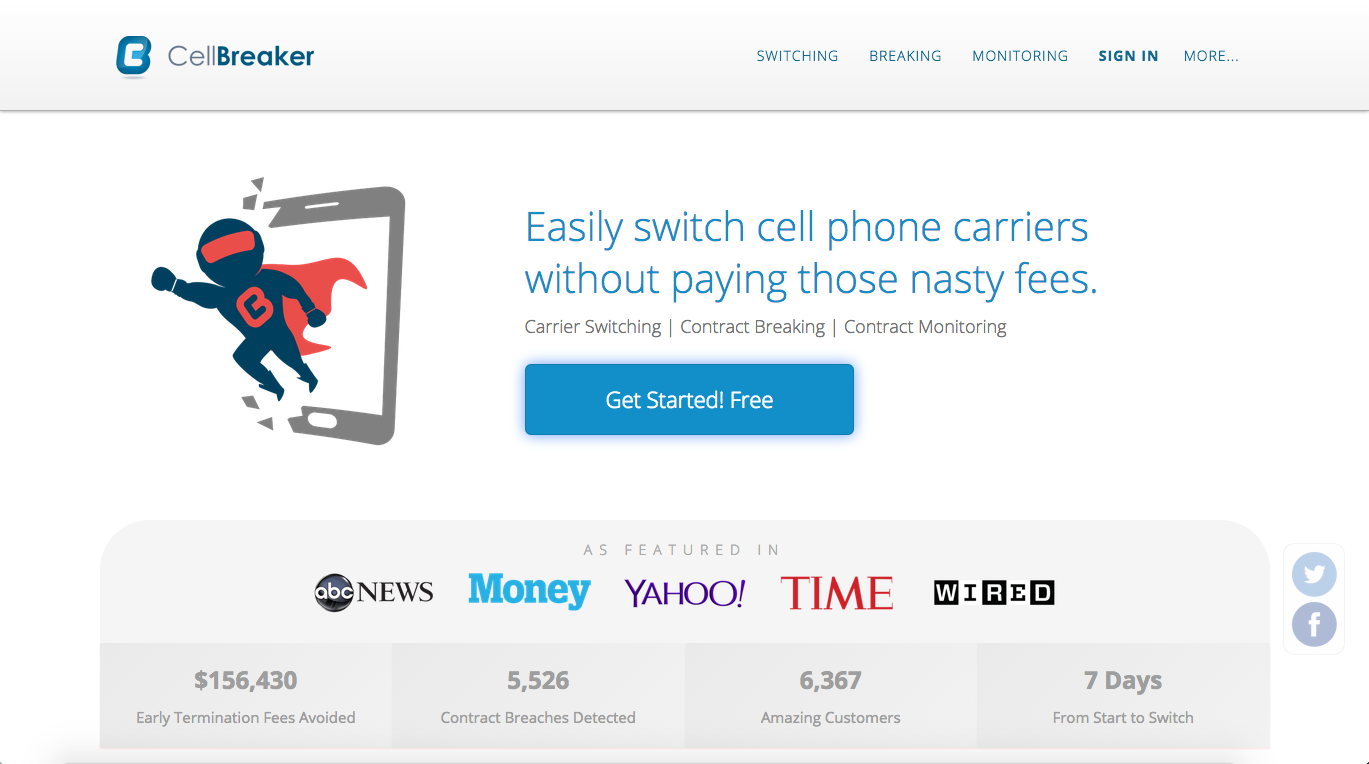 CellBreaker's state-of-the-art web application splash page
