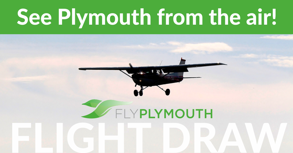 FlyPlymouth promotional graphics for the Flight Draw
