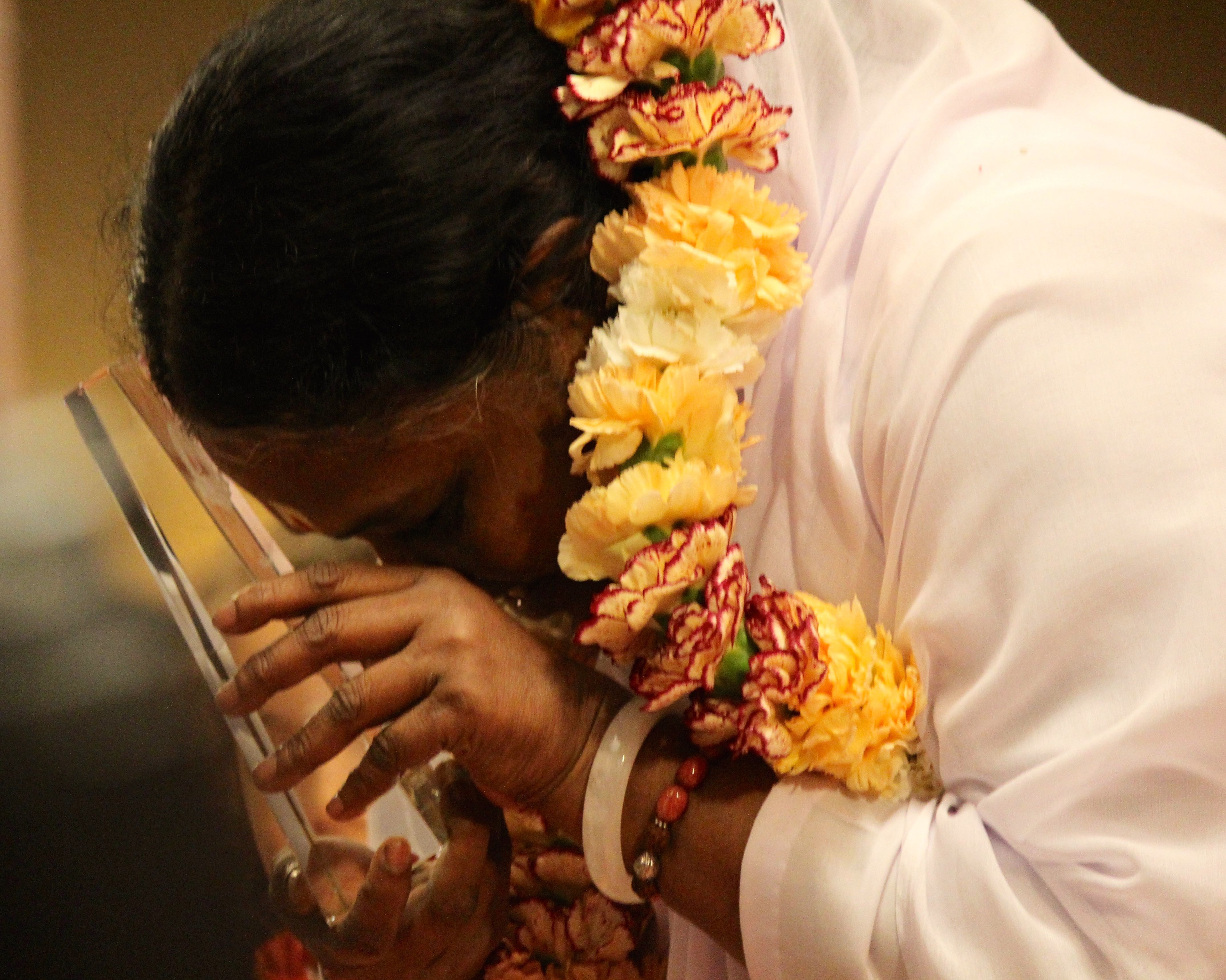 Amma "The Hugging Saint" accepts Golden Goody Award from Goody Awards in Los Angeles