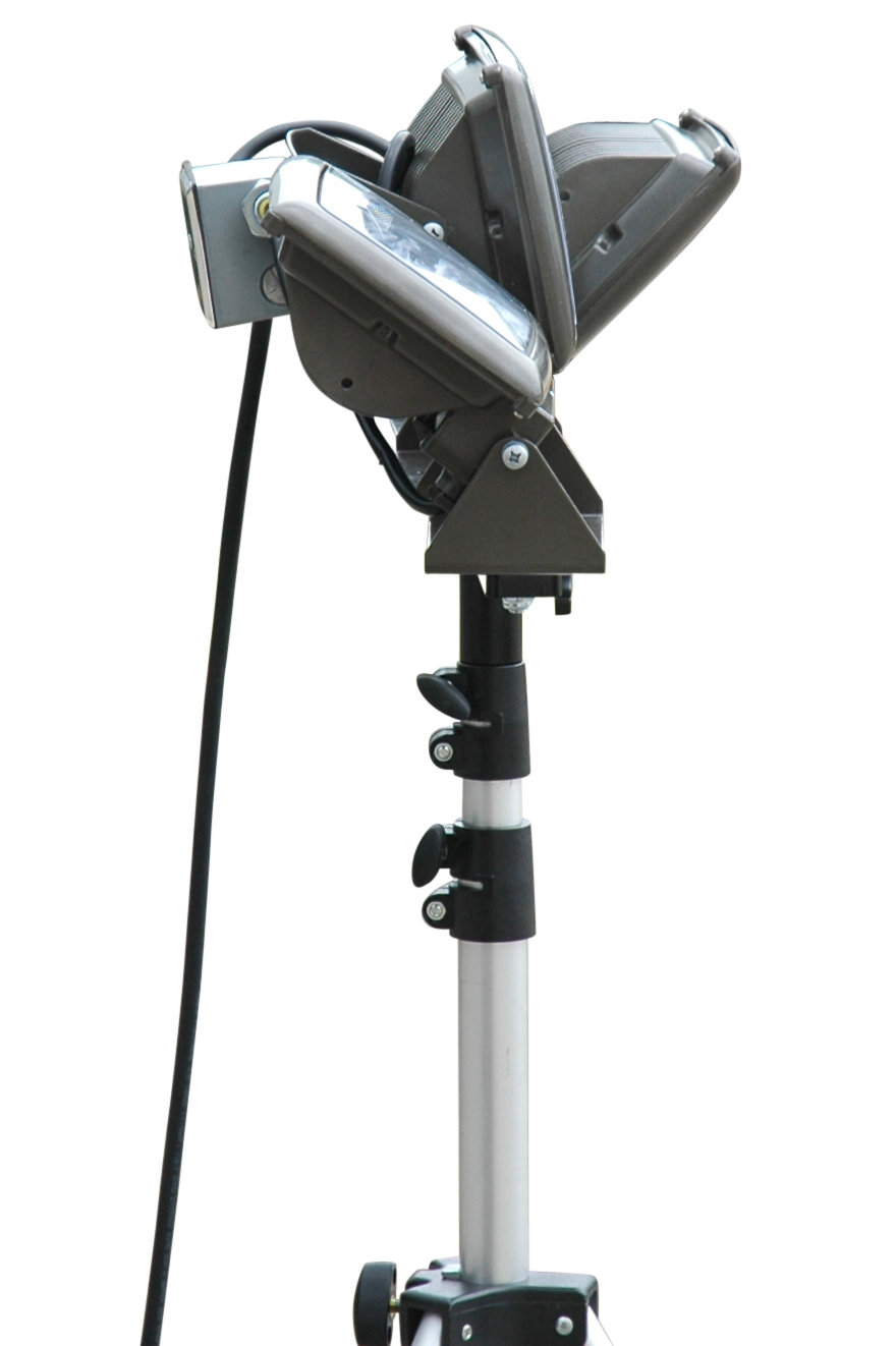 Telescoping Tripod Featuring Three Adjustable LED Light Heads