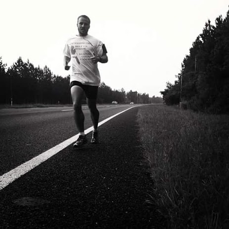 Brian Thomas photographed running 1200 miles in 2012 for colon cancer awareness before getting diagnosed.