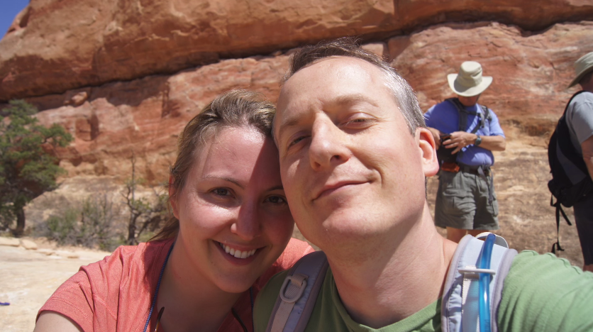 Andrew and his partner Alexis Brill celebrating his life. Canyonlands National Park, Utah. May 2015.