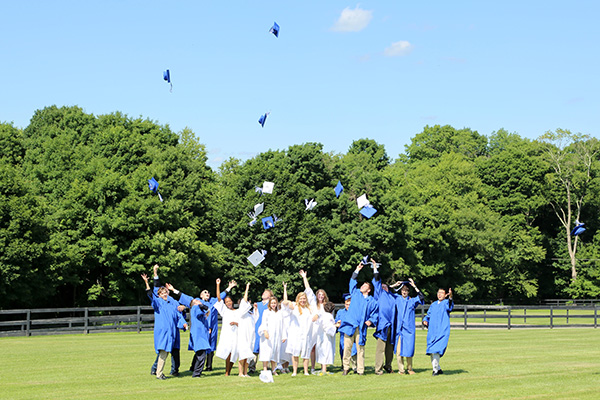 Upon conclusion of Glenholme's eleventh commencement exercises on Wednesday June 24, 2016, the seventeen members of the Class of 2015 joined in the commemorative cap toss.