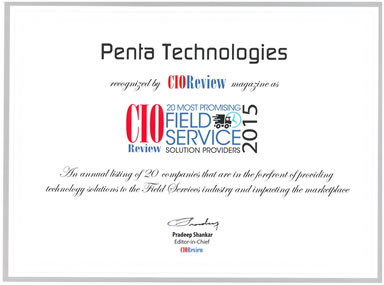 Penta Technologies certificate of recognition