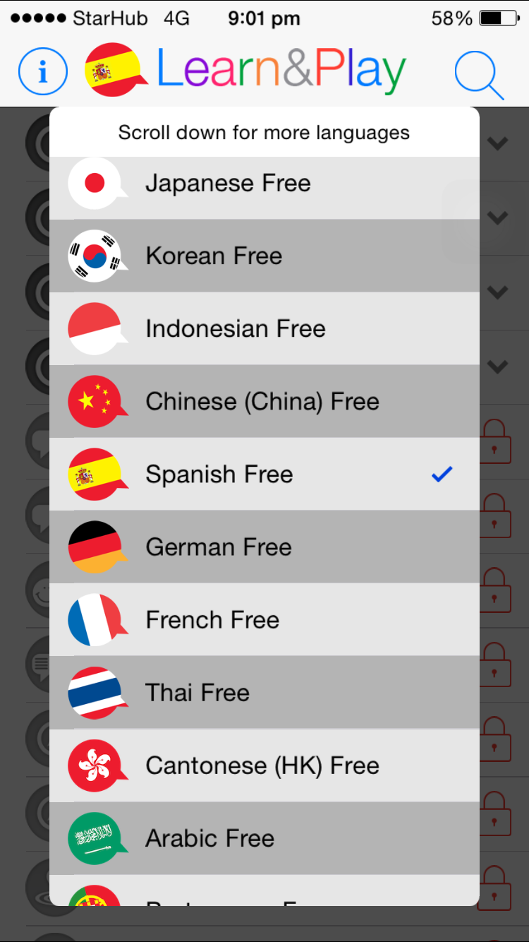Select to learn a new language from 14 languages in a single app